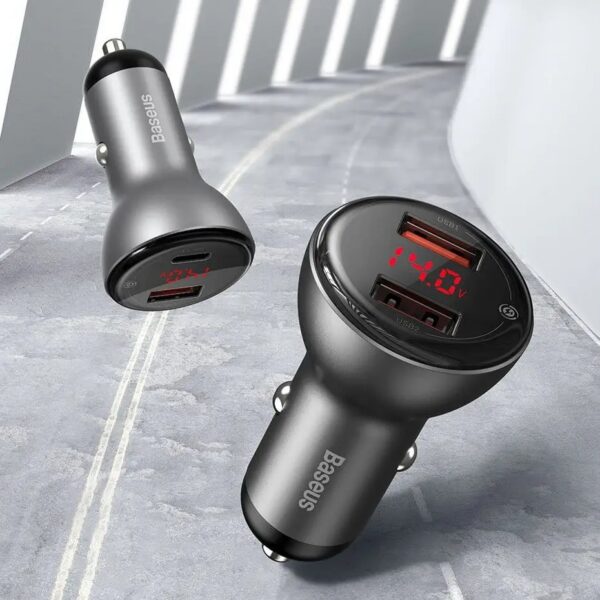 Baseus Digital Display Car Charger USB QC4.0 + USB-C PD 3.0