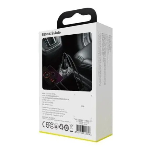 Baseus Digital Display Car Charger USB QC4.0 + USB-C PD 3.0