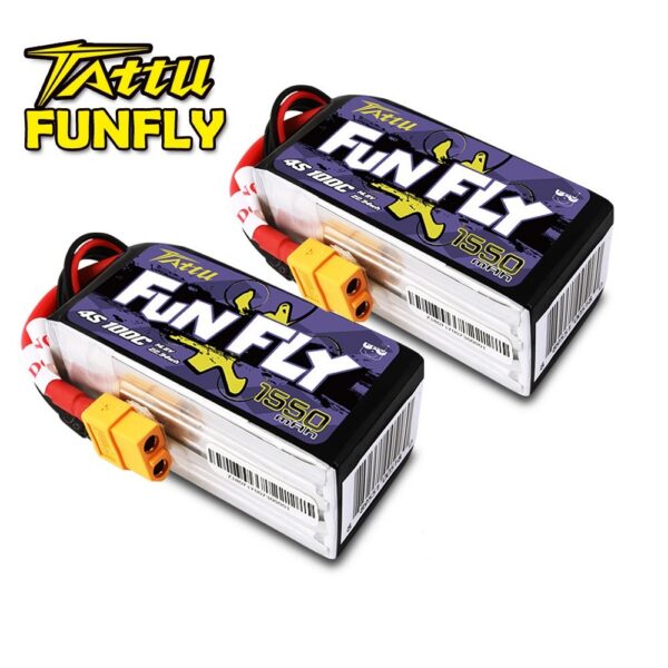 Tattu 1550mAh 4s 100C 14.8V FunFly lipo battery pack with XT60 Plug