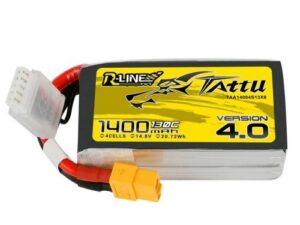 "Tattu R-Line" 4.0 versijos 1400 mAh 14,8 V 130C 4S1P Lipo akumuliatorių paketas su XT60 kištuku