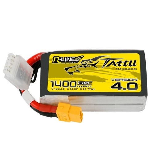 "Tattu R-Line" 4.0 versijos 1400 mAh 14,8 V 130C 4S1P Lipo akumuliatorių paketas su XT60 kištuku