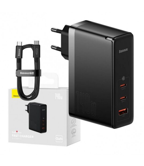 BaseusGaN5 PRO 140W EU PRO Charger 2C+U Black