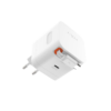 FIXED 2xUSB-C charger - retractable cable, GaN, PD 3.0, 65W, white
