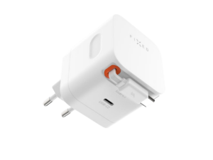 FIXED 2xUSB-C charger - retractable cable, GaN, PD 3.0, 65W, white