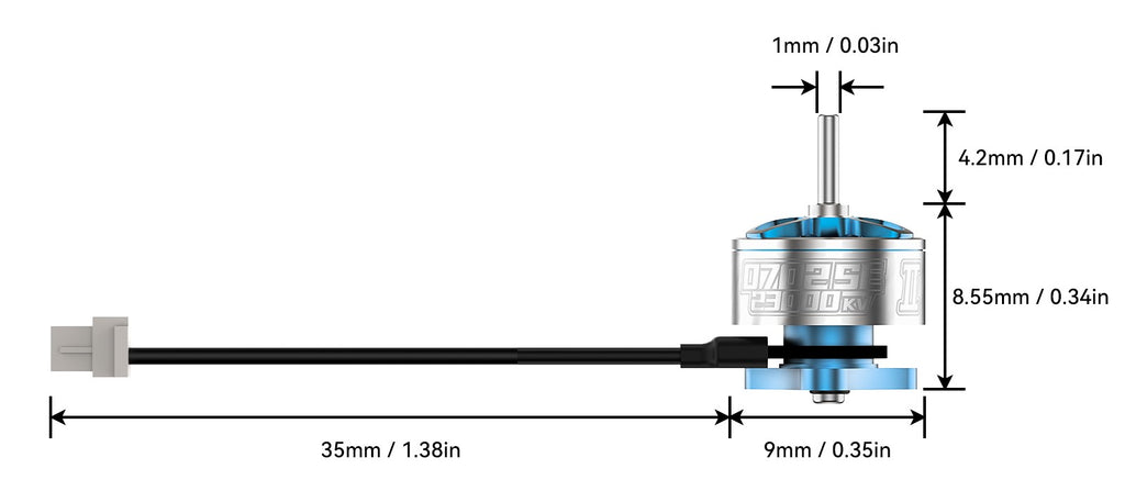 0702SE II bešepetėlinio variklio matmenys