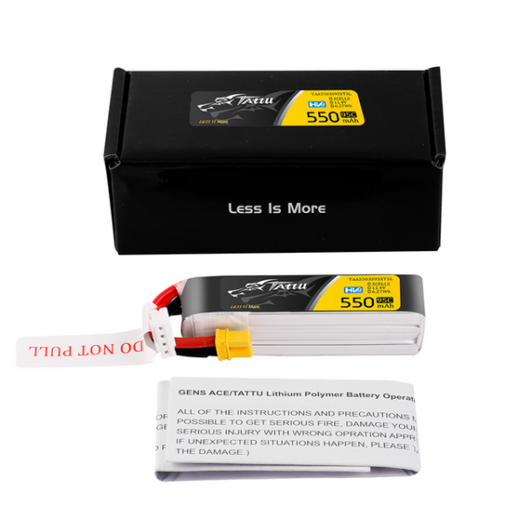 "Tattu" 3s 550mAh 95C 11.4V HV Lipo akumuliatorius su XT30 kištuku