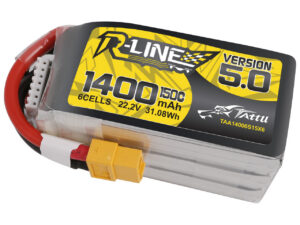 1_3__37755 "Tattu R-Line" 5.0 1400mAh 22,2 V 150C 6S1P lipo akumuliatorių paketas su XT60 kištuku