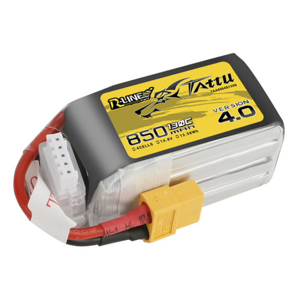 "Tattu R-Line" 4.0 850mAh 14,8 V 4S1P 130C lipo akumuliatorių paketas su XT-30 kištuku