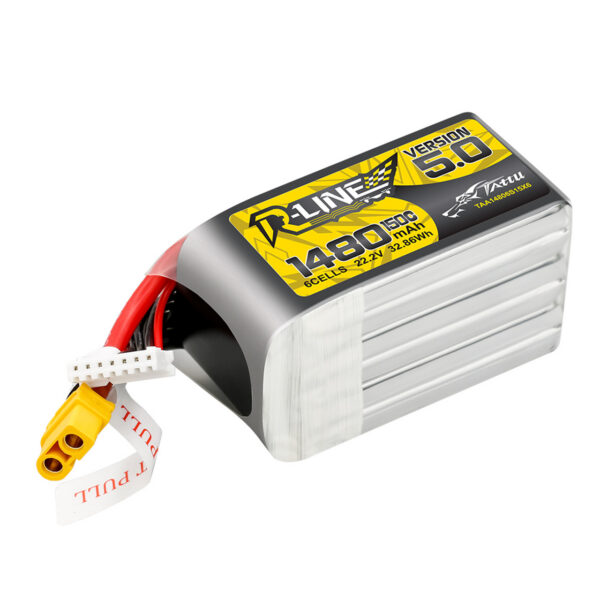 "Tattu R-Line" 5.0 versijos 1480mAh 22.2V 150C 6S Lipo akumuliatorių paketas su XT60 kištuku