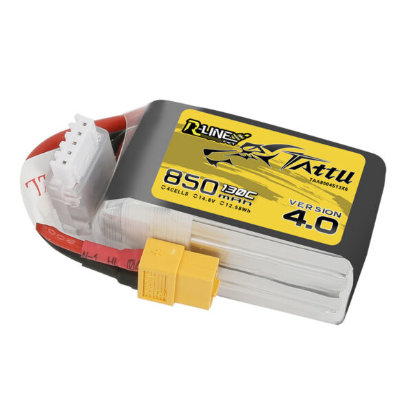 "Tattu R-Line" 4.0 850mAh 14,8 V 4S1P 130C lipo akumuliatorių paketas su XT-30 kištuku
