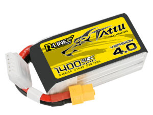 "Tattu R-Line" 4.0 versijos 1400 mAh 14,8 V 130C 4S1P Lipo akumuliatorių paketas su XT60 kištuku