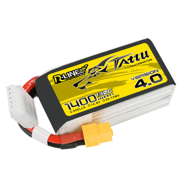 "Tattu R-Line" 4.0 versijos 1400 mAh 14,8 V 130C 4S1P Lipo akumuliatorių paketas su XT60 kištuku