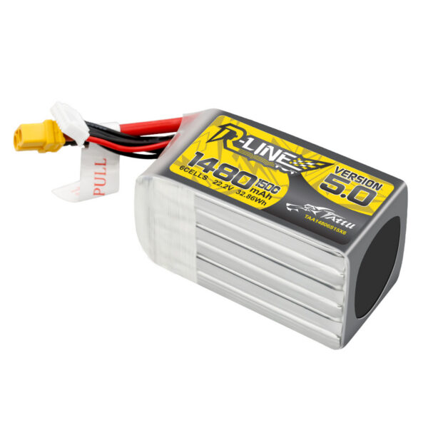 "Tattu R-Line" 5.0 versijos 1480mAh 22.2V 150C 6S Lipo akumuliatorių paketas su XT60 kištuku