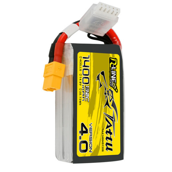 "Tattu R-Line" 4.0 versijos 1400 mAh 14,8 V 130C 4S1P Lipo akumuliatorių paketas su XT60 kištuku