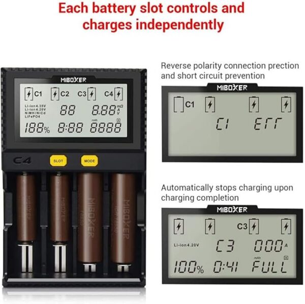 "MiBoxer C4" universalus akumuliatoriaus įkroviklis (18650)