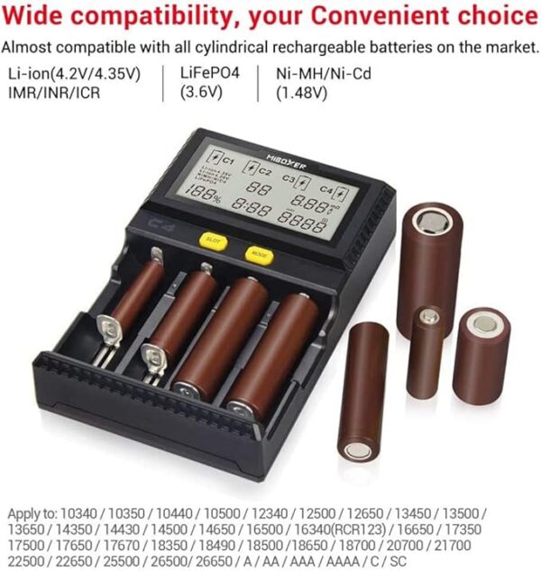 "MiBoxer C4" universalus akumuliatoriaus įkroviklis (18650)