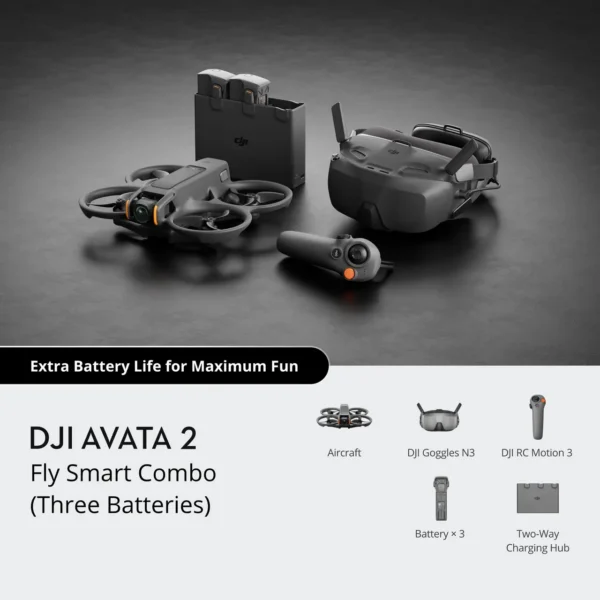 DJI Avata 2 Fly Smart Combo (trys baterijos)