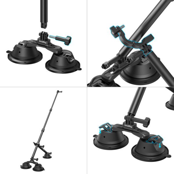 "SmallRig 4380" fotoaparato siurbtuko automobilinio laikiklio rinkinys, skirtas panoraminiam fotografavimui