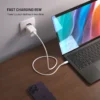 FIXED Mini USB-C GaN įkroviklis 65 W, baltos spalvos