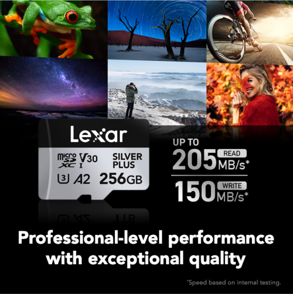 "Lexar microSDXC Silver Plus 1066x UHS-I/U3/A2/4K R205/W150 (V30)" 256GB