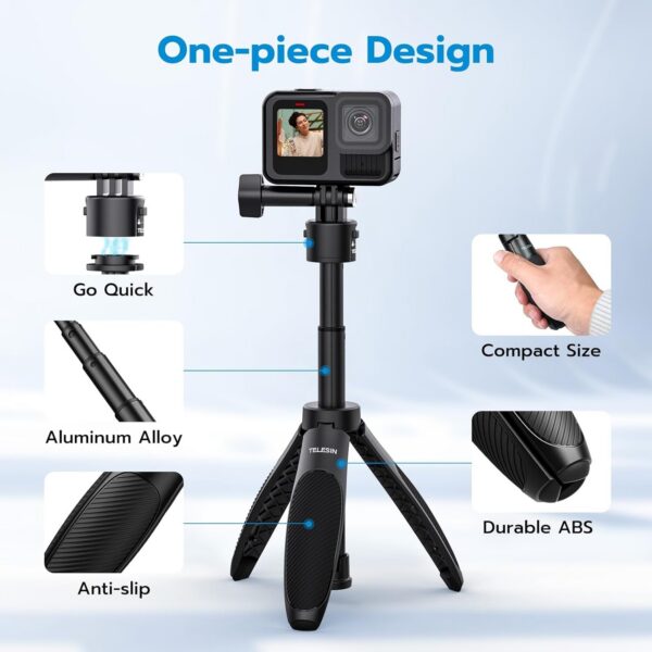 Telesin Mini tripod selfie stick with quick release adapter