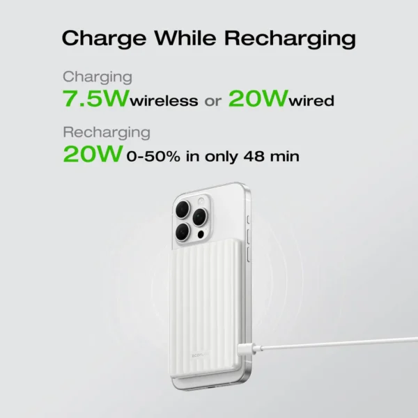 "EcoFlow RAPID Mag Power Bank" (5000 mAh, 7,5 W, magnetinis įkrovimas)