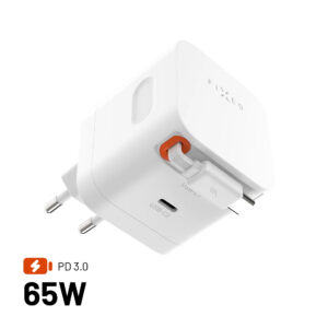 FIXED 2xUSB-C charger retractable cable 65W white