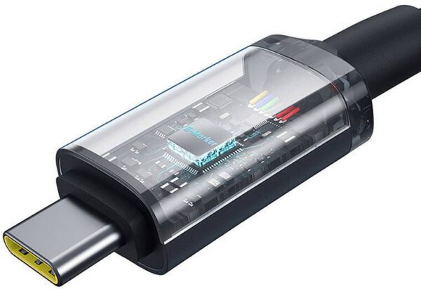 "Baseus Crystal Shine" USB-C ir USB-C kabelis, 100 W, 1,5 m, 20 Gb/s, juodas