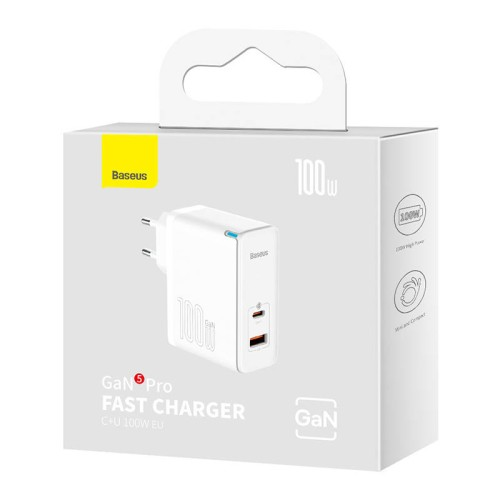 Baseus GaN5 Pro Fast Charger C+U 100W 1m White