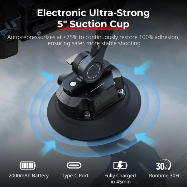SmallRig 5507 Shock Absorber Support with Electronic Suction Cup for Osmo Pocket 3 / HERO13 and more