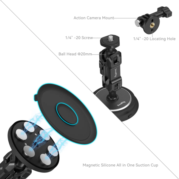 SmallRig 4466 Magic Arm Magnetic Suction Cup Mounting Support Kit for Action Cameras