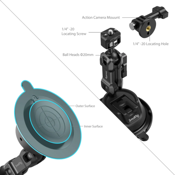 SmallRig 4275 Portable Suction Cup Mount Support Kit for Action Cameras / Mobile Phones SC-1K