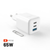 FIXED Mini Charger - 2x USB-C, 1x USB-A, GaN, 65W, white