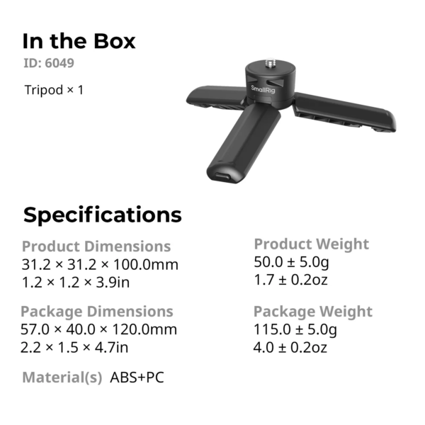 SmallRig 6049 Mini Tripod for DJI Osmo Pocket 4 / 3