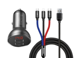 Baseus Digital Display Dual USB 4.8A Car Charger 2m