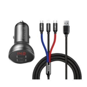 Baseus Digital Display Dual USB 4.8A Car Charger 2m
