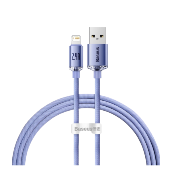 Untitled design (18) Baseus Crystal Shine Cable USB Lightning 2.4A 1.2m Blue