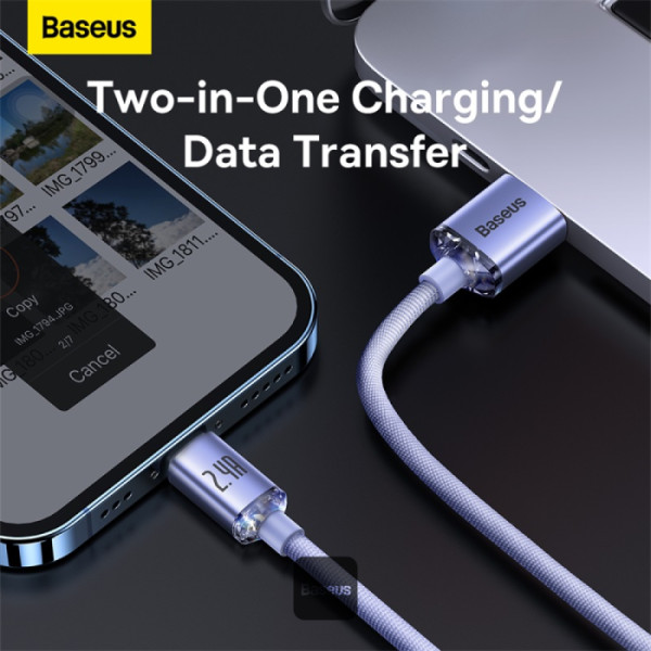 download - 2026-08-03T170106.321 Baseus Crystal Shine Cable USB Lightning 2.4A 1.2m Blue