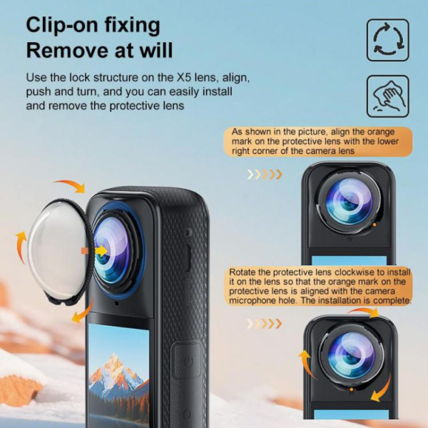 Puluz Rotating Optical Tempered Glass Lens Guard Protective Cover For Insta360 X5 (Transparent)